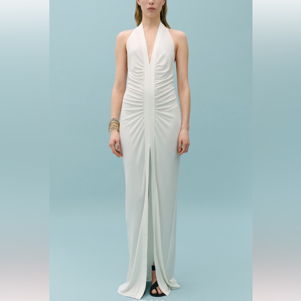 Victoria Beckham x mango DRAPED HALTER DRESS WITH OPENING